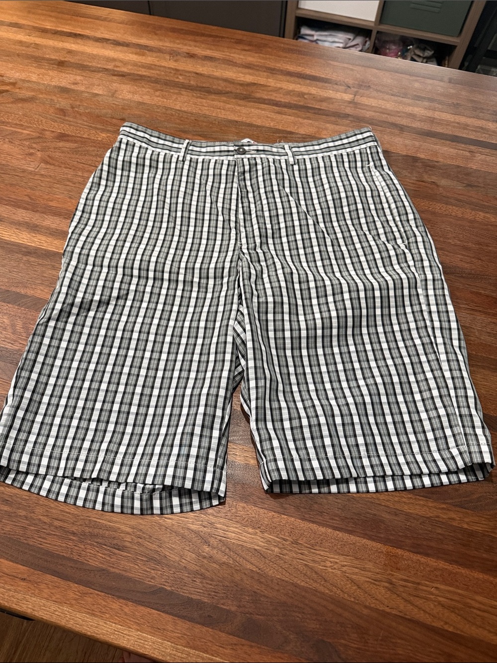 Grand Slam Black and White Plaid Flat Front Shorts